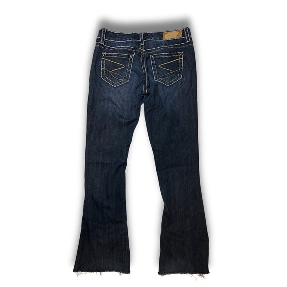 Seven 7 Bootcut Jeans Dark Wash Denim Size 28 Raw Hem Distressed Womens Casual C - Picture 3 of 7